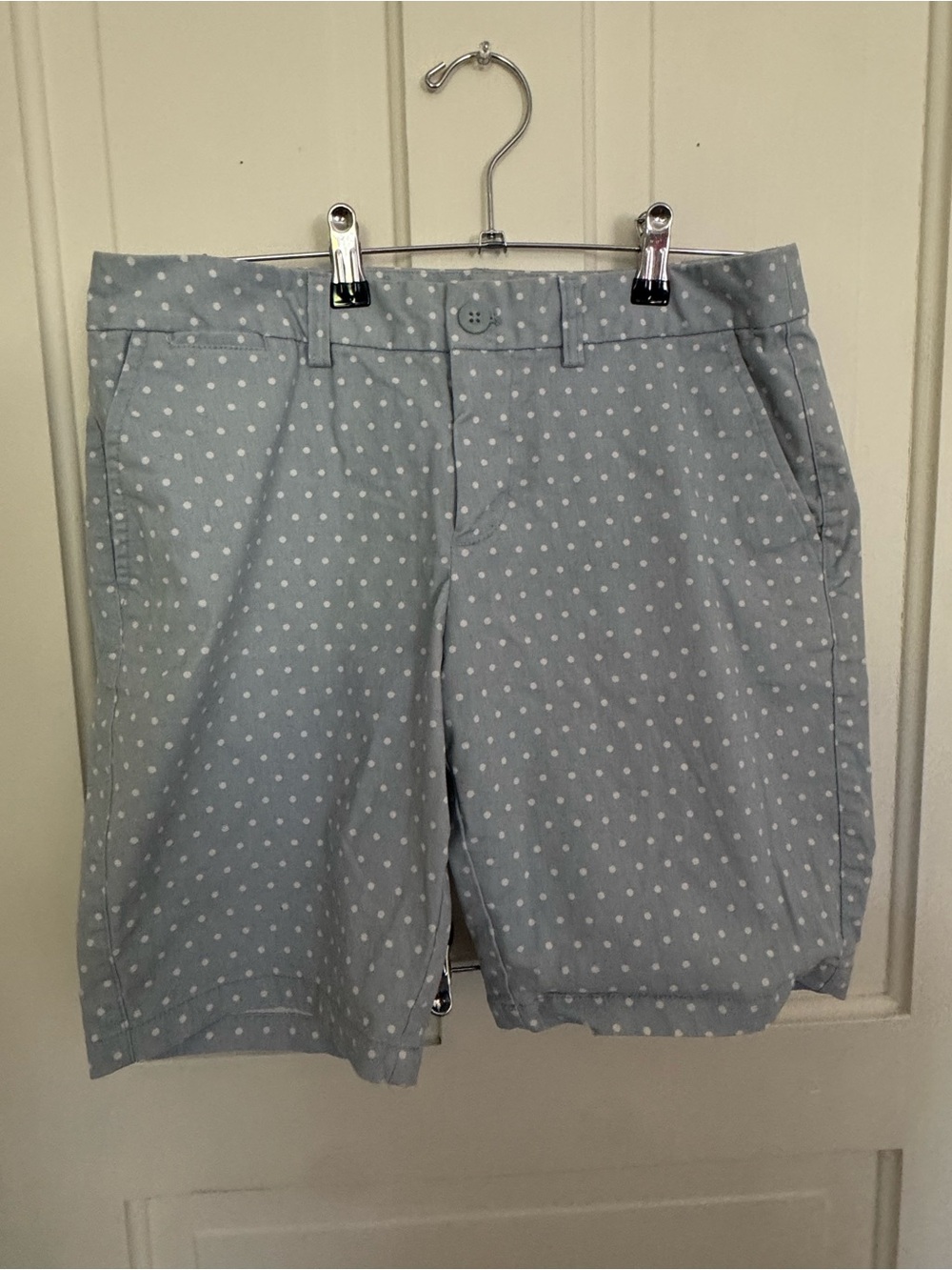 GAP Light Blue Polka Dot Flat Front Chino Shorts